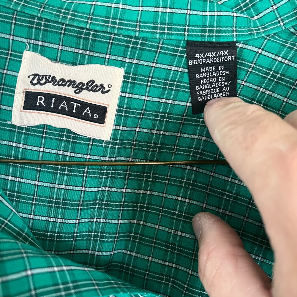 Wrangler Green Plaid Dress Shirt